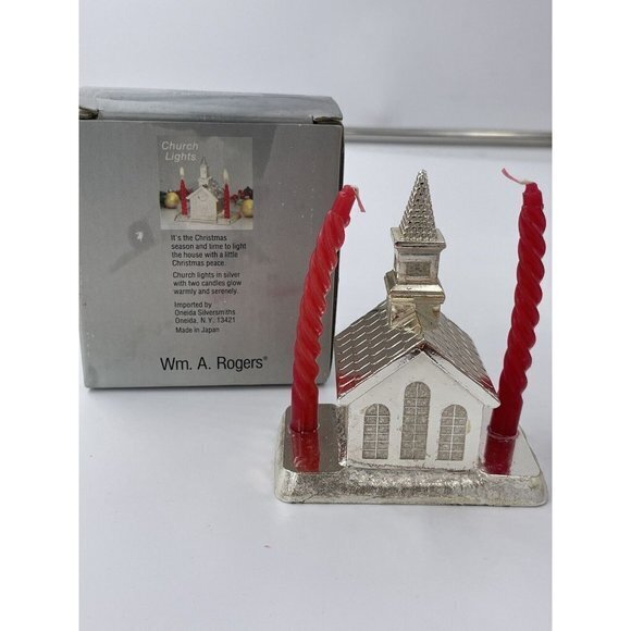 WM A Rogers Church Lights Silver plate‎ Candle Holder - Picture 2 of 4